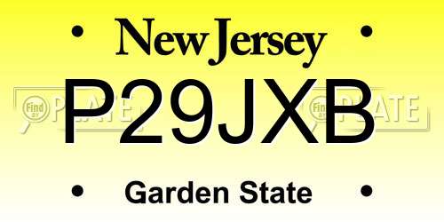 P29JXB New Jersey License Plate