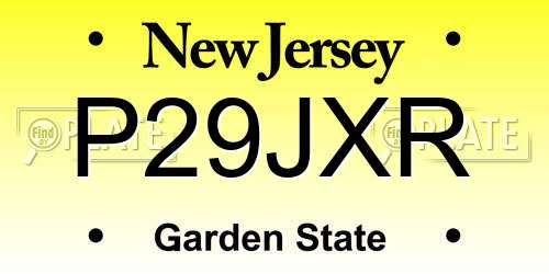 P29JXR New Jersey License Plate