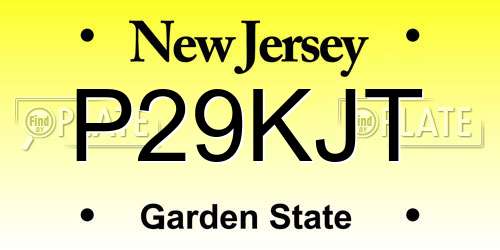 P29KJT New Jersey License Plate