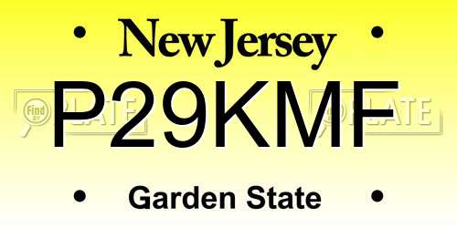 P29KMF New Jersey License Plate