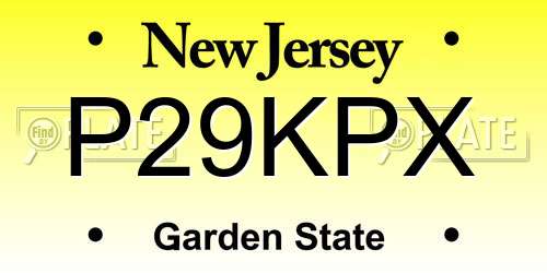 P29KPX New Jersey License Plate