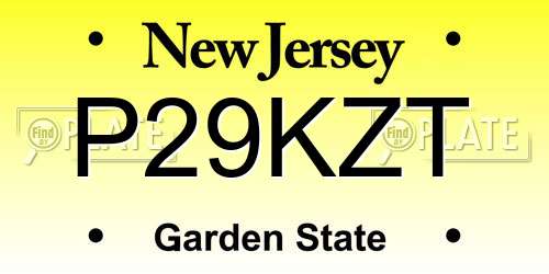 P29KZT New Jersey License Plate