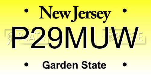 P29MUW New Jersey License Plate