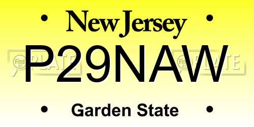 P29NAW New Jersey License Plate