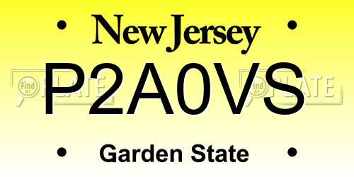 P2A0VS New Jersey License Plate