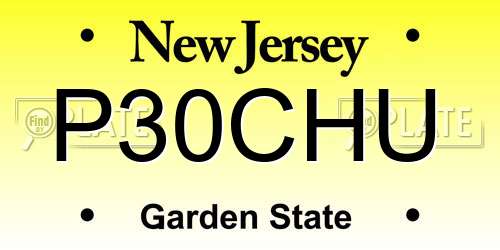 P30CHU New Jersey License Plate