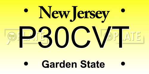 P30CVT New Jersey License Plate