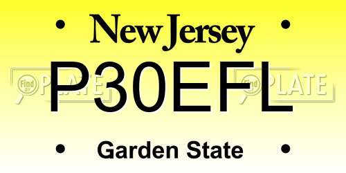P30EFL New Jersey License Plate