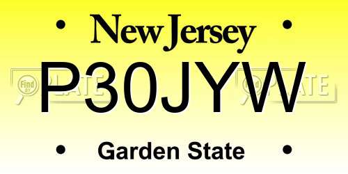 P30JYW New Jersey License Plate