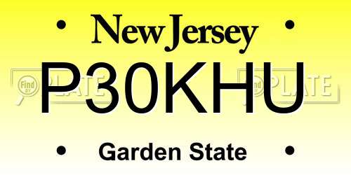 P30KHU New Jersey License Plate