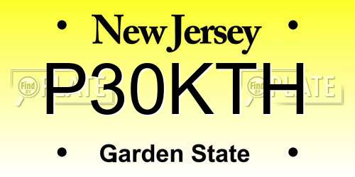P30KTH New Jersey License Plate