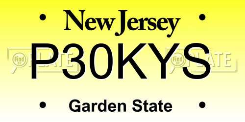 P30KYS New Jersey License Plate