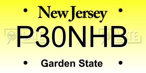 P30NHB New Jersey License Plate