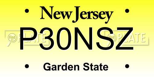 P30NSZ New Jersey License Plate