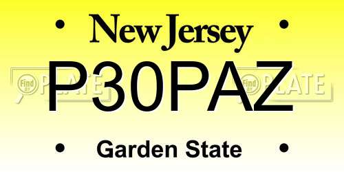 P30PAZ New Jersey License Plate
