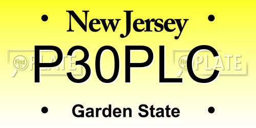 P30PLC New Jersey License Plate