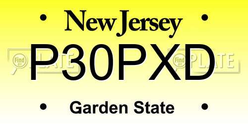 P30PXD New Jersey License Plate