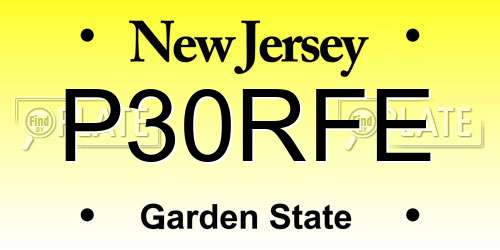 P30RFE New Jersey License Plate