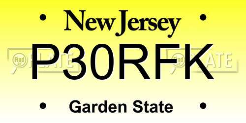 P30RFK New Jersey License Plate