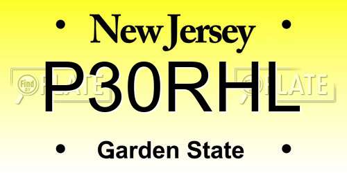 P30RHL New Jersey License Plate