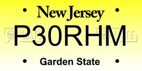 P30RHM New Jersey License Plate