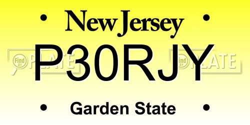 P30RJY New Jersey License Plate