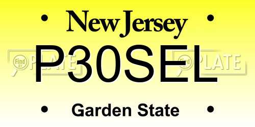P30SEL New Jersey License Plate