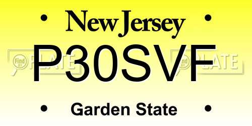 P30SVF New Jersey License Plate