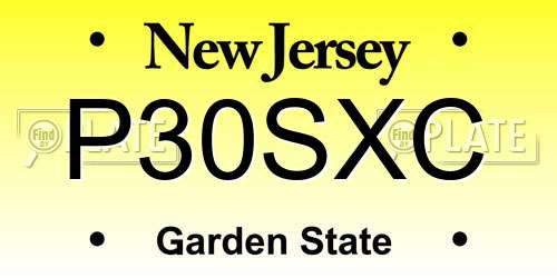 P30SXC New Jersey License Plate