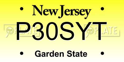 P30SYT New Jersey License Plate
