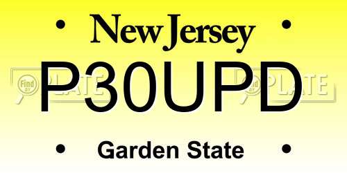 P30UPD New Jersey License Plate
