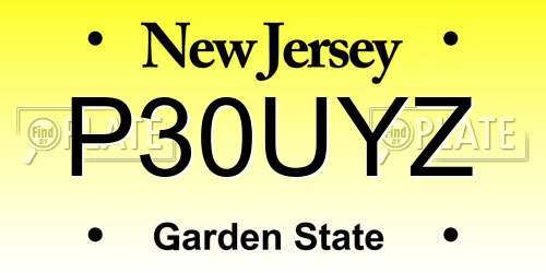 P30UYZ New Jersey License Plate