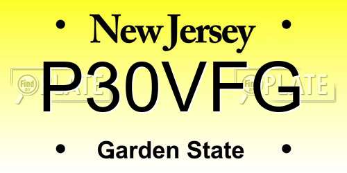 P30VFG New Jersey License Plate