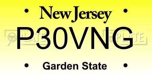 P30VNG New Jersey License Plate
