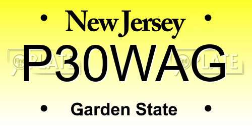 P30WAG New Jersey License Plate