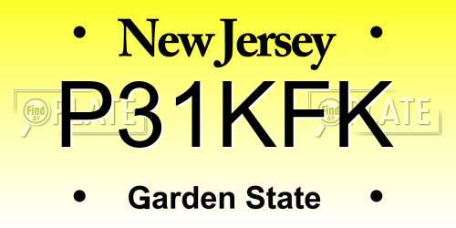 P31KFK New Jersey License Plate