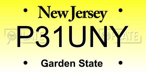 P31UNY New Jersey License Plate