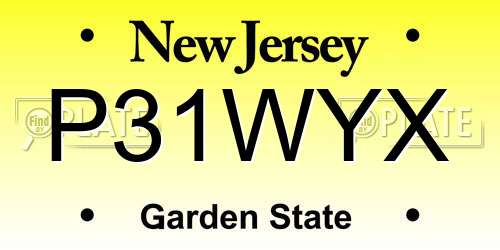 P31WYX New Jersey License Plate