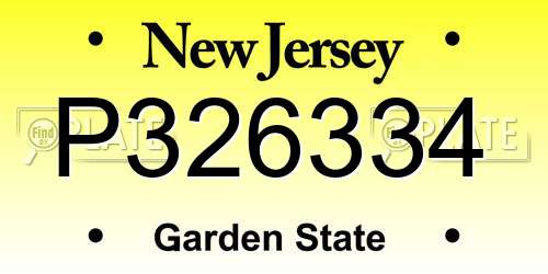 P326334 New Jersey License Plate