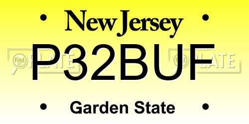 P32BUF New Jersey License Plate
