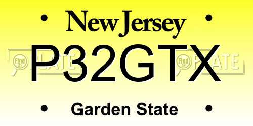 P32GTX New Jersey License Plate