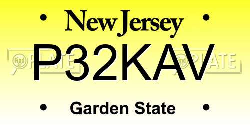 P32KAV New Jersey License Plate