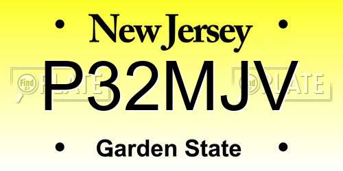 P32MJV New Jersey License Plate