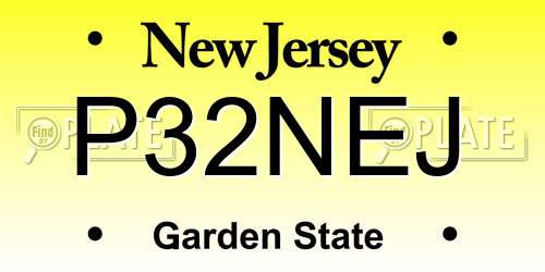 P32NEJ New Jersey License Plate