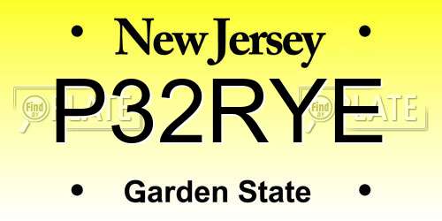 P32RYE New Jersey License Plate