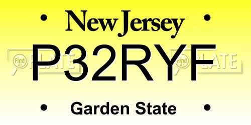 P32RYF New Jersey License Plate