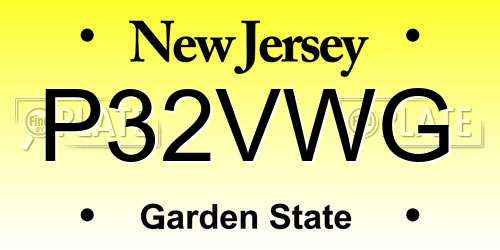 P32VWG New Jersey License Plate