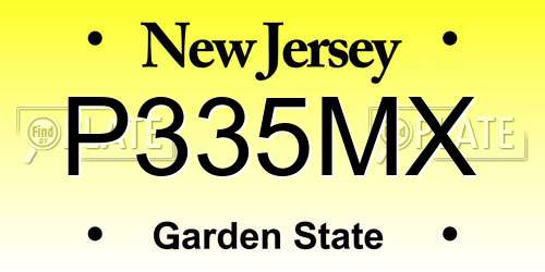 P335MX New Jersey License Plate