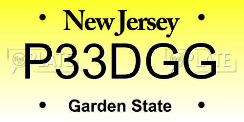 P33DGG New Jersey License Plate