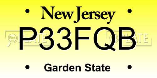 P33FQB New Jersey License Plate